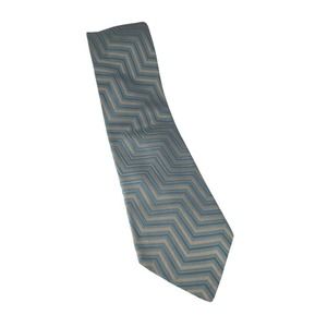 Ermenegildo Zenga Tie Mens Blue Gray Zig Zag Silk Luxury Business Office Wedding